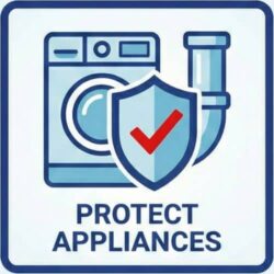 Washing machine with protection symbol