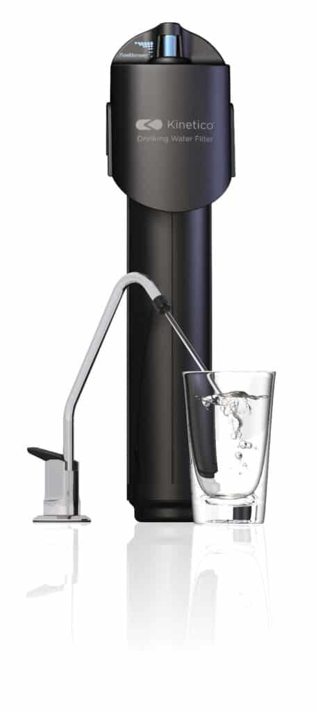 Black 7000 MACguard kinetico water filtration system and sink faucet dispenser